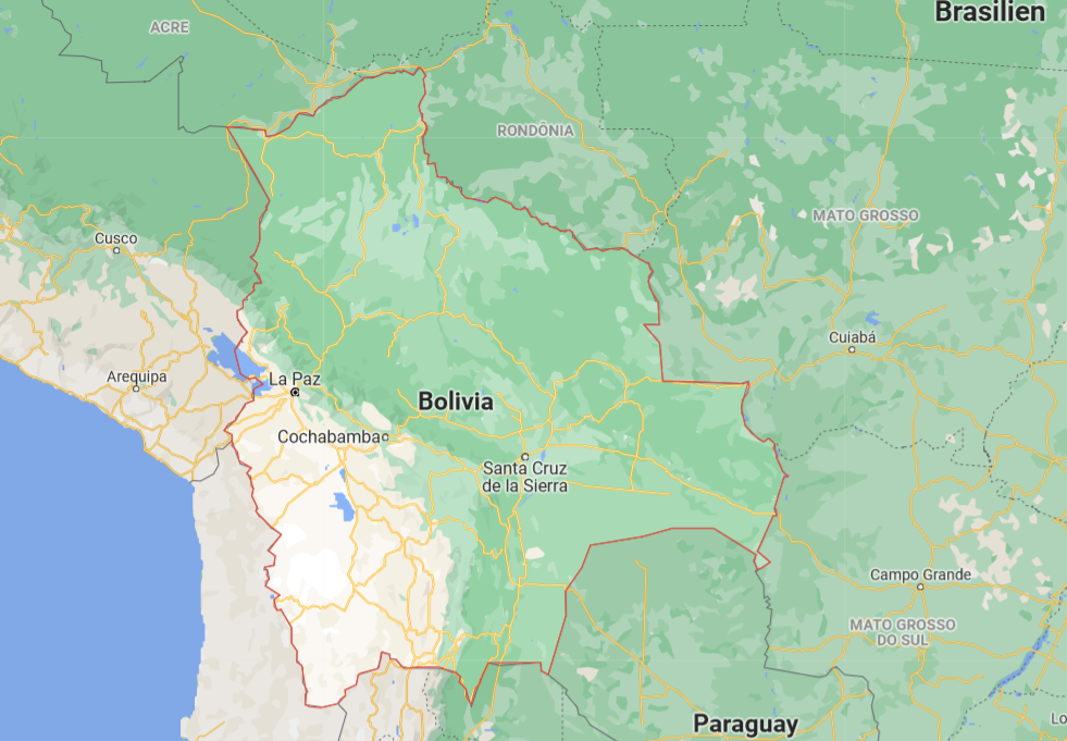 Kort over Bolivia